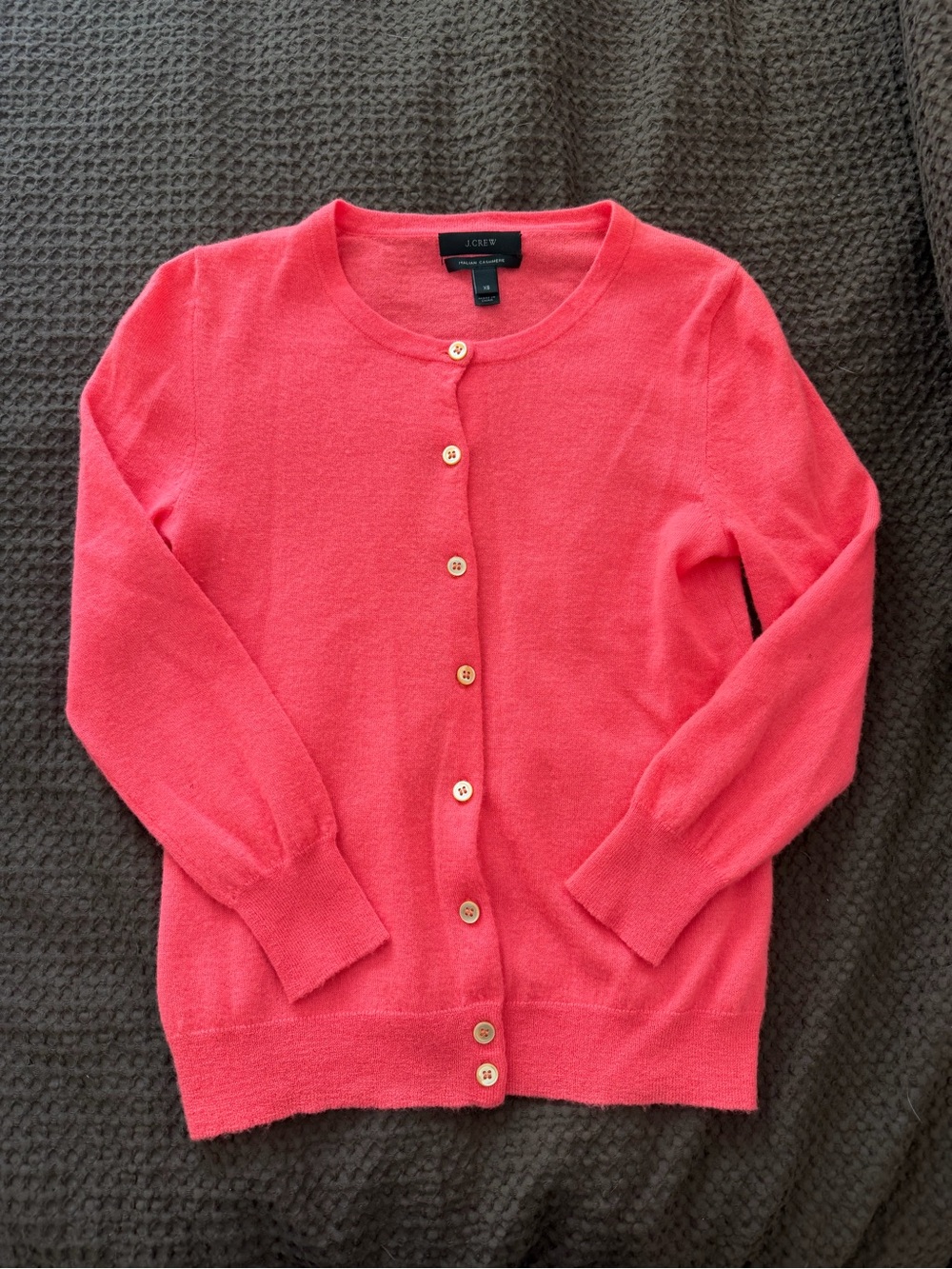 J. Crew Women's Coral Crewneck Button Cardigan Sweater